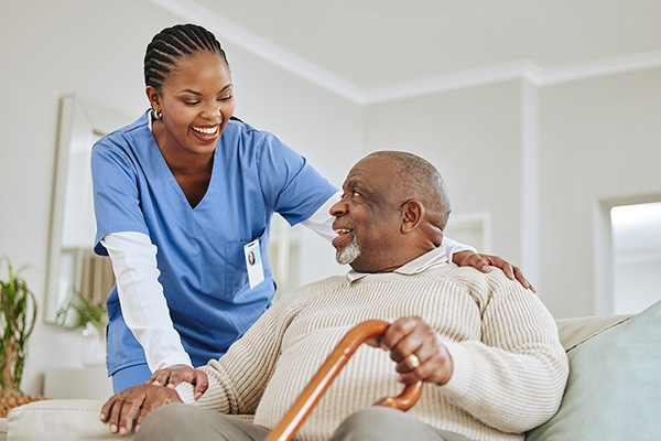 In-home caregiver with patient